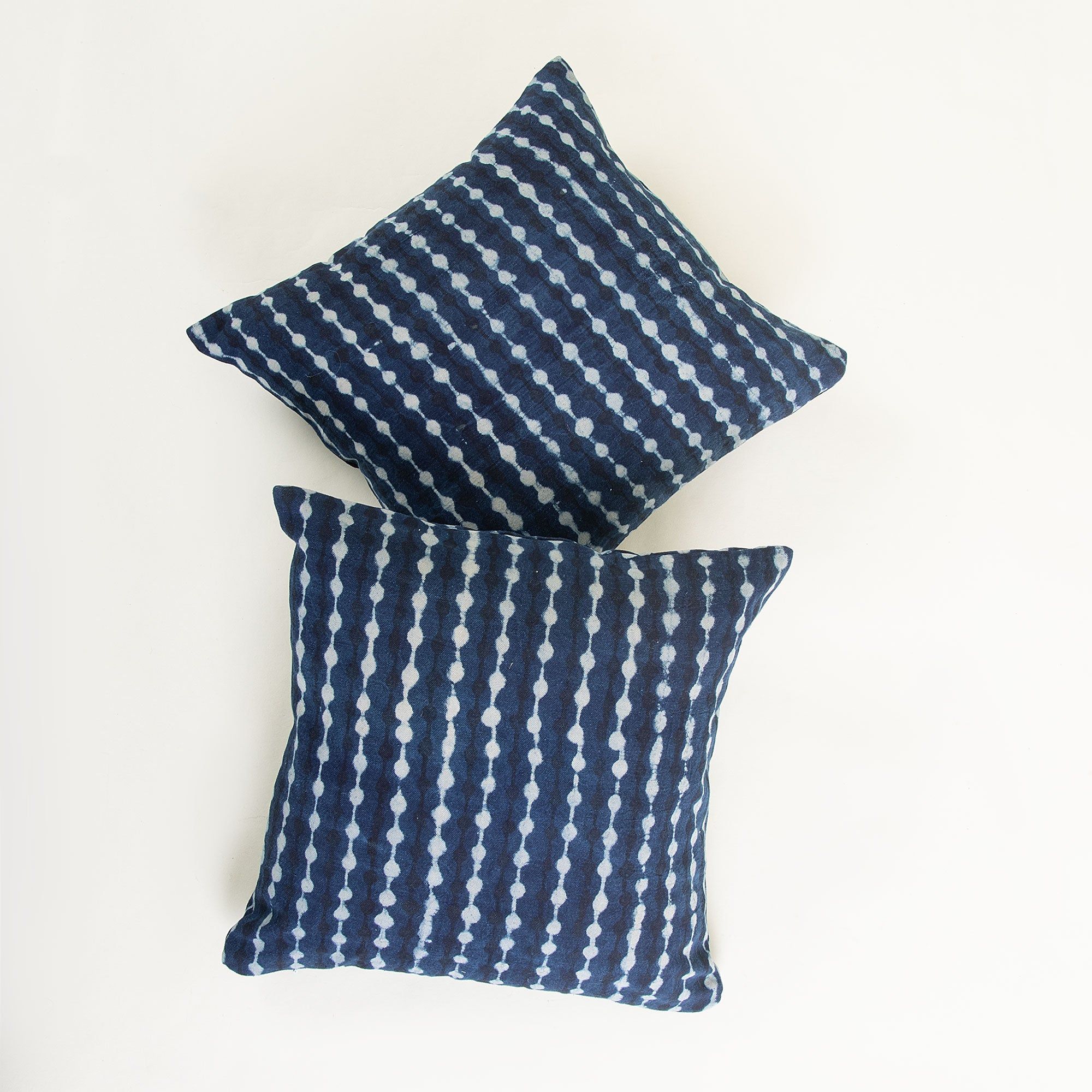 Hand Block Indigo Jaipuri Cotton Canvas Cushion Cover